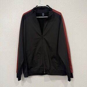 Gap Mens Track Jacket Black Red Side Stripe Full Zip Mock Neck Large RN54023‎